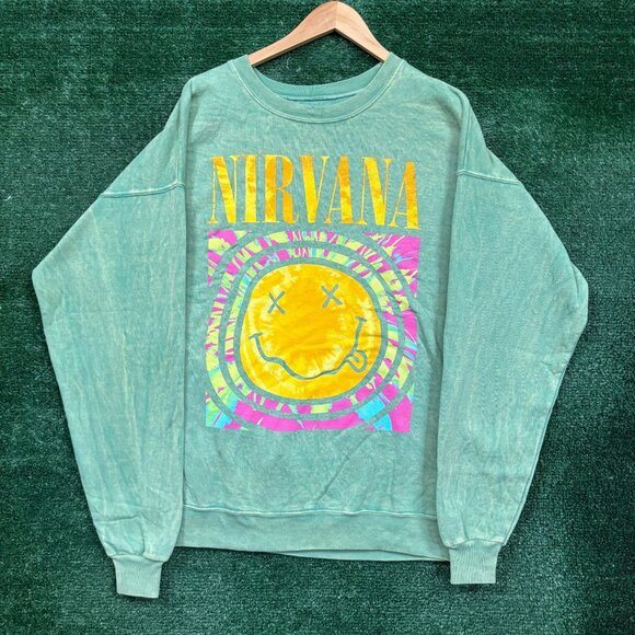 Nirvana Nevermind Grunge Band Mineral Wash Crewneck Sweater Size Extra Large - Picture 1 of 4